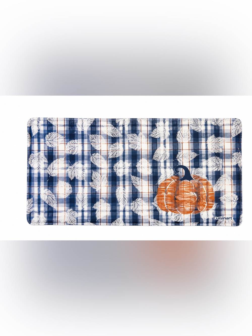 Like new Cuisinart blue white and orange soft foam kitchen rug